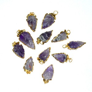 Colgantes de puntas de flecha galvanizadas de amatista y exportador de piedras semipreciosas - Product Image 1