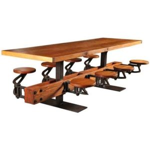 Mesa de Comedor Plegable de Hierro Fundido de Diseño Antiguo, Muebles de Comedor Industriales Vintage para Hoteles, Casas de Campo, Hogares y Apartamentos - Product Image 1