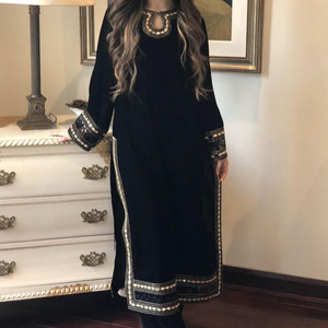 --BEAUTIFUL ZARDOZI EMBROIDERY ON KURTA WITH STYLISH SLEEVES WITH PANT--FOR Party-wear-dress for Party/ Wedding =2021-- - Product Image 1