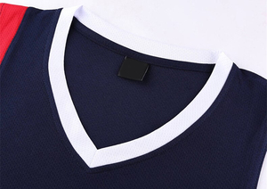 Ensemble de maillots de basket-ball pour hommes, sans manches, col en V, blocs de couleur, impression sublimée, évacuation de l'humidité, vêtements de sport toutes saisons - Product Image 6