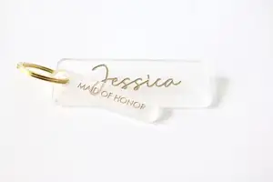 Factory Direct Custom Logo Acrylic Bridesmaid Keychain Wedding Party Gift Custom Keytag