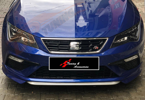 Seat Leon MK3.5 Facelift 2017 lame de séparation de lèvre avant de Style personnalisé, Surface noire mate brute, plastique de haute qualité FR Cupra Kit - Product Image 2