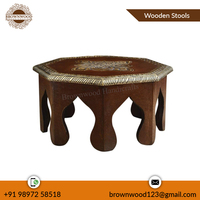 Tabouret octogonal sculpté en bois fait à la main Table d'appoint décorative en bois pour la maison et les hôtels de qualité supérieure disponible à bas prix