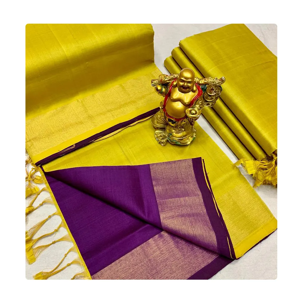 Tripura di seta pura di 100% con la fabbricazione dorata del bordo di Zari dal fornitore all'ingrosso indiano