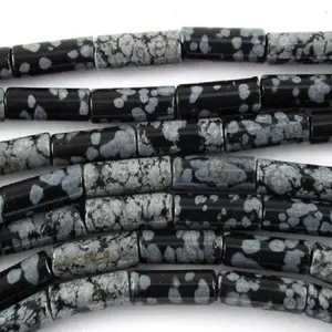 Natural Tube Cylinder Natural Snowflake Obsidian stones tube beads