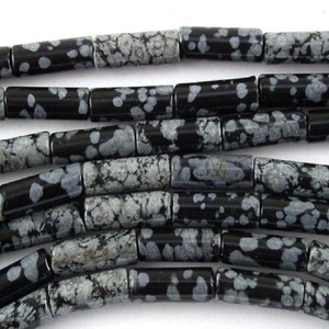 Tube Naturel Cylindre Flocon de Neige Naturel Obsidienne Pierres Tube Perles - Product Image 1
