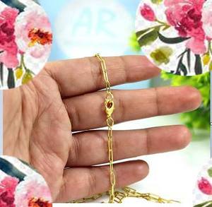 Collar de Cadena con Bisel Chapado en Oro de Plata de Ley 925, Hecho a Mano, de Forma Ovalada, para el Día a Día - Product Image 3