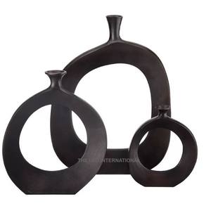 Florero de Color negro Centro de mesa de metal de aluminio Maceta elegante Hogar moderno Interior Exterior Perfecto cualquier jarrón de mesa - Product Image 5