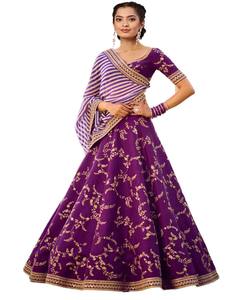 Impression numérique en soie d'organza lourd avec travail de séquence lehenga choli avec dupatta vêtements de fête prix de gros vêtement textile - Product Image 3
