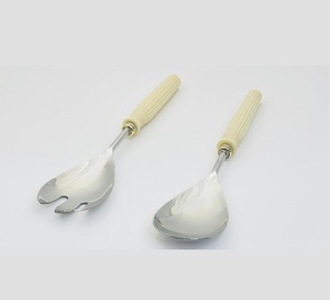 ชุด18/8เซิร์ฟเวอร์สลัดดีไซน์สร้างสรรค์ทำจากสแตนเลสพร้อมที่จับเรซินสำหรับบ้านโรงแรมร้านอาหารอุปกรณ์เสิร์ฟสลัดและเครื่องมือผสม - Product Image 1