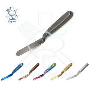 Utensílios de cozinha para decoração, instrumentos profissionais de chef de aço inoxidável, espátula de deslocamento, pvd, preto com ângulo de decoração reto