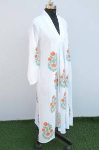 Nueva llegada elegante vestido largo de verano para mujer bloque de mano estampado algodón Kurta Casual Wear Natural perfecto personalizado novia - Product Image 5