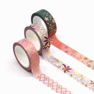 Box Foil Glitter Washi Tape for Gift Packing Gray Gold Waterproof Acrylic OEM Washi Tape Custom Printed Washi Paper Masking