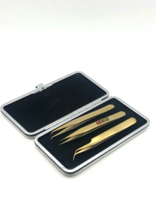 Professionnel meilleur 45 degrés mince droite or Plasma incurvé en acier inoxydable Extension de cils pince à épiler Logo personnalisé outils de beauté - Product Image 6