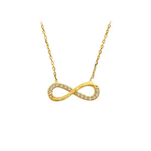 Sólido 14K oro amarillo infinito solitario collar elegante hecho a mano cadenas finas mujer boda aniversario regalo circón Turquía - Product Image 5
