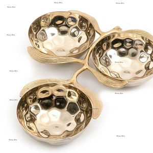 Bol décoratif en aluminium de qualité supérieure avec support, forme ronde, fait main, pour servir des fruits secs, à bas prix - Product Image 2