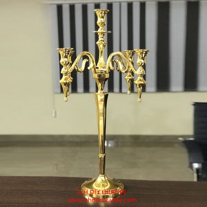 Embossed Long Stem <b>Candelabra</b> 4 Arms with Flower Bowl for Wedding Centerpieces Elegant Gold Antique Embossed Handmade <b>Candelabra</b> - Product Image 6