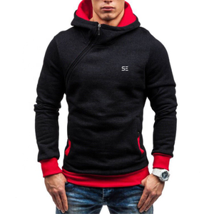Sweat à capuche en coton noir pour hommes, surdimenquantité minimale de commande, solide, visage complet, fermeture éclair, blanc, vente en gros, - Product Image 6