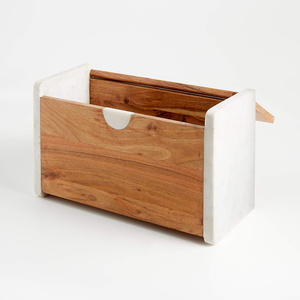 Caja de madera de Acacia y mármol para pan - Product Image 2