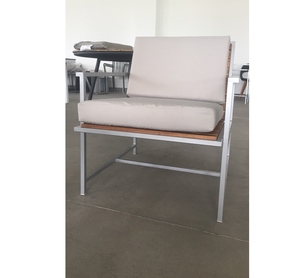 Chaise en bois de patio extérieur, meuble de salon en aluminium blanc, vente en gros, économique - Product Image 1