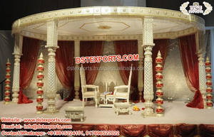 ชุด Mandap ทรงสี่เหลี่ยมสีทองสำหรับงานแต่งงาน,ชุด Mandap สีทองงานออกแบบใหม่ล่าสุด - Product Image 6
