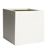 Pot de plantation personnalisé en fibre de verre, peinture blanche, grand cube, ensemble de 5, pour l'extérieur