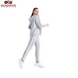 2025 Workout Sweats à capuche pour femmes Logo personnalisé Zipper Survêtement Hoodies Joggers Ensembles - Product Image 4