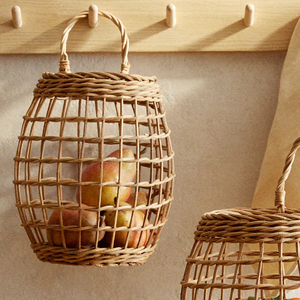 Panier suspendu en rotin naturel au design élégant, panier de rangement rond en rotin pour la décoration de la maison - Product Image 5