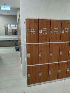 Large Size Wood color ABS Plastic Locker for gym pool fitting room locker room with combination lock - Product Image 2