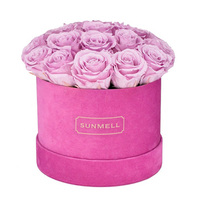 Contrôleur de fleur en velours, boîte d'emballage pour fleurs, avec Logo imprimé personnalisé, boîtes rondes pour fleurs, vente en gros