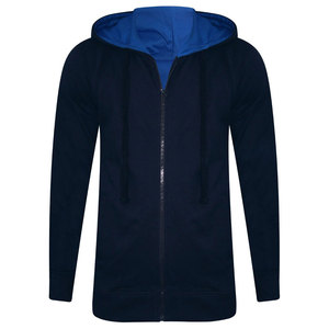 Sudadera con capucha y cremallera de diseño personalizado de alta calidad para hombre con forro en contraste - Product Image 1