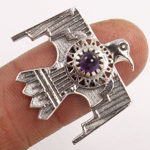 Águila estilo amatista púrpura sólido 925 anillo de bisel de plata esterlina todos nosotros tamaño natural piedra preciosa exportador joyería fina - Product Image 2