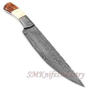 Juego de cuchillos de chef de cocina de Damasco hechos a mano personalizados Hoja de acero inoxidable de estilo único con cubierta de cuero - Product Image 4