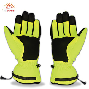 Unisex Waterproof Windproof Cold Warm High Visibility Yellow 7.4V <b>Battery</b> Heated Gloves - Product Image 2