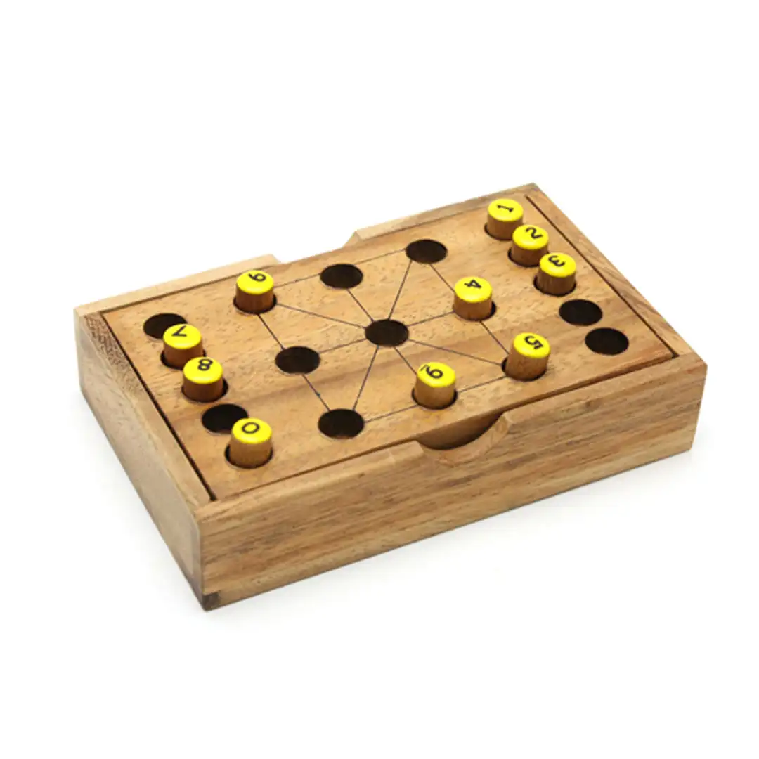 नौ अंकों लकड़ी के खेल से प्राकृतिक शिल्प डिजाइन खुफिया मन चिढ़ाने के साथ लकड़ी कवर चुनौतियों के साथ बनाया गया
