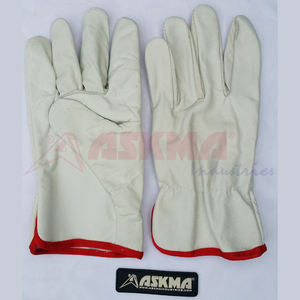 Guante de conductor de cuero de vaca de primera calidad, blanco y amarillo, piel de cabra, piel de oveja, piel de búfalo, pulgar recto, pulgar Keystone - Product Image 1