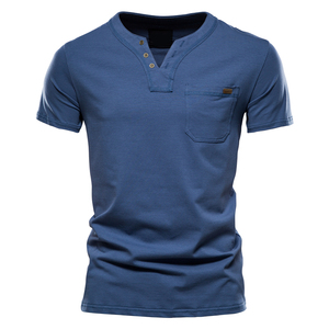 T-shirts pour hommes décontractés, couleur unie, col en V, manches courtes, impression sérigraphique, coton de haute qualité, séchage rapide, respirant, neufs - Product Image 4