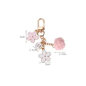 Cute cherry blossom style tassel metal custom keychain