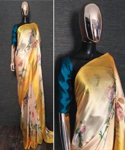 ชุดส่าหรีผ้าไหมพิมพ์ลายดิจิทัลใหม่เสื้อเบลาส์แบบไม่มีตะเข็บสำหรับผู้หญิงเสื้อผ้าสำหรับงานปาร์ตี้ขายส่ง - Product Image 2