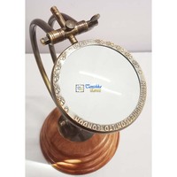 Loupe de bureau réglable en laiton nautique vintage, faite à la main, avec base en bois, design Art Déco, marron antique, décoration de bureau