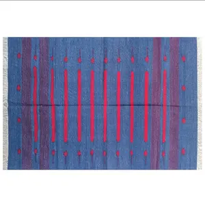 印度批发棉毯100% 棉手工编织地毯用于家庭客厅区域平织地板跑步者Dhurrie地垫