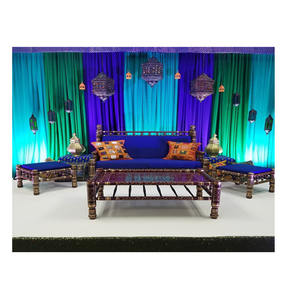 Royal Muslim Wedding Furniture Set Muslim Wedding Antique Sankheda Furniture Set <b>Moroccan</b> Mehndi Stage <b>Sofa</b> Set - Product Image 1