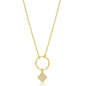 Colgante hueco de diseño de trébol, Plata de Ley 925 turca, joyería elegante - Product Image 1