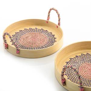 Bandeja de servicio de algas marinas de bambú hilado multicolor de alta calidad, tamaño personalizado, almacenamiento de cocina, bandeja de madera, acrílico de ratán hecho en Vietnam - Product Image 3