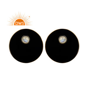 Arc-en-ciel naturel pierre de lune pierres précieuses boucles d'oreilles en gros plaqué rhodium bijoux en argent pour les femmes cadeau pour elle - Product Image 1