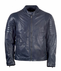 Veste en cuir de mouton noir véritable pour hommes Casual Stand Collar Hood Pattern Decoration XL Size Zipper Closure OEM Service - Product Image 4