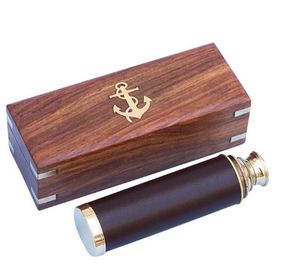 Telescopio de Capitán Antiguo de Latón con Caja de Madera de Palisandro, Monocular Náutico de Alta Resolución para Viajes, Senderismo y Navegación - Product Image 1