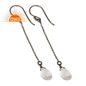 Boucle d'oreille en cristal Quartz pour femmes, chaîne, pendentif, vente en gros, plaqué argent Sterling massif, fabrication de bijoux, vente en gros - Product Image 2