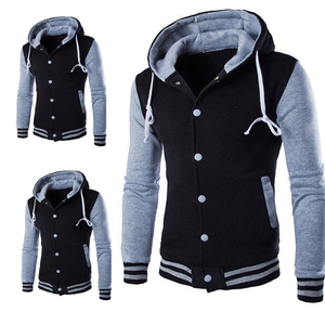 lettermen <b>jacket</b> style <b>fleece</b> pullover button style hoodie for men - Product Image 6