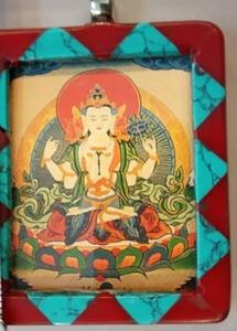 Pendentifs bouddhistes de style ethnique Thanka Peinture Design Matériel principal en argent sterling avec bijoux religieux turquoise pour cadeau - Product Image 5